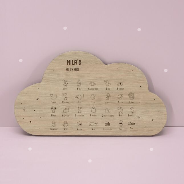 Breakfast board "Alphabet" oak personalized with your desired name