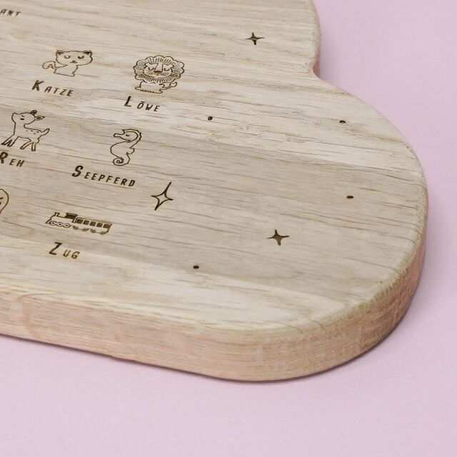 Breakfast board &quot;Alphabet&quot; oak personalized with your desired name
