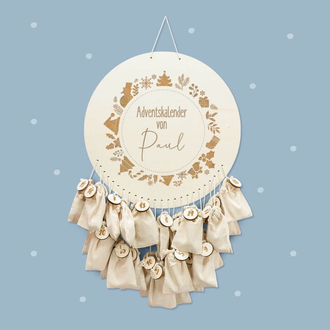 Advent calendar "Christmas wreath" personalized for child