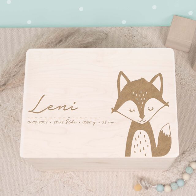 Memory box &quot;Fox&quot; personalized for child &amp; baby