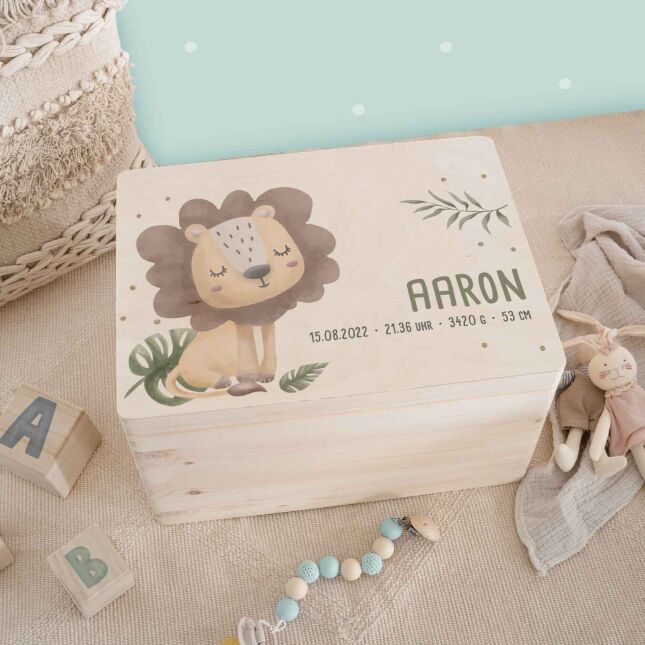 Memory box "Lion" watercolor personalized for child & baby