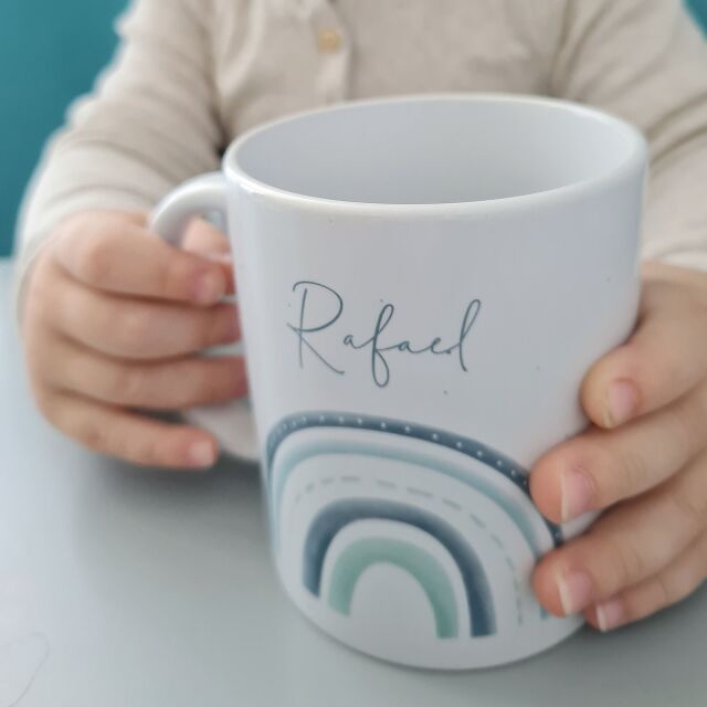 Personalized cup &quot;Rainbow blue&quot; for children