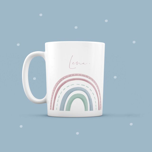 Personalized cup "Rainbow pink" for children