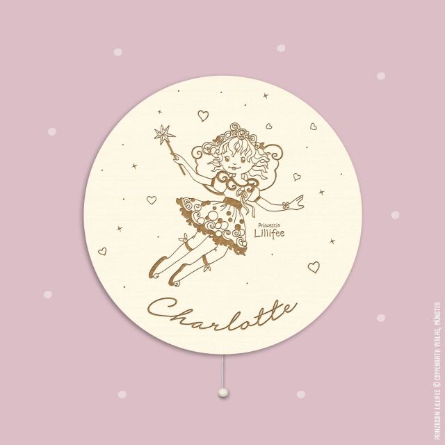 Night light &quot;Princess Lillifee - Flower magic - round&quot; personalized for baby and child