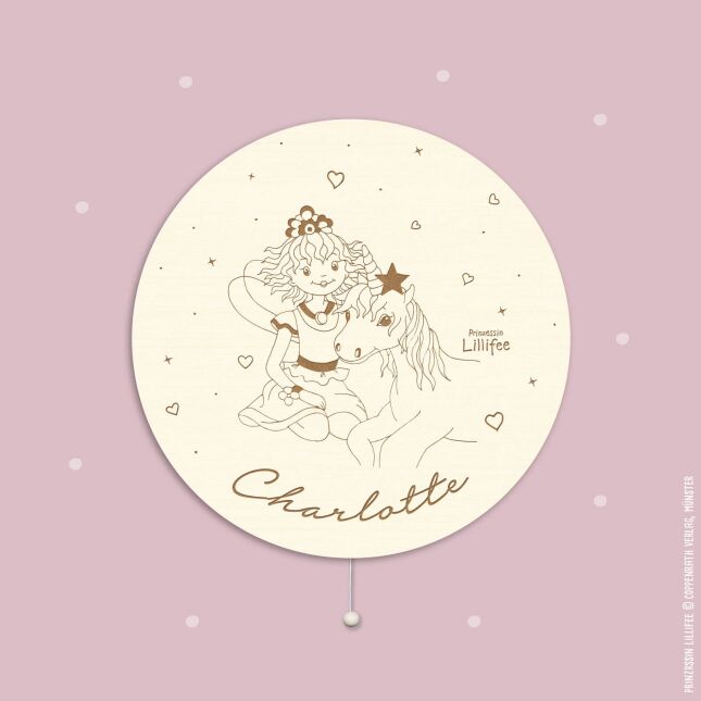 Night light "Princess Lillifee - Lillifee and Unicorn - round" personalized for baby and child