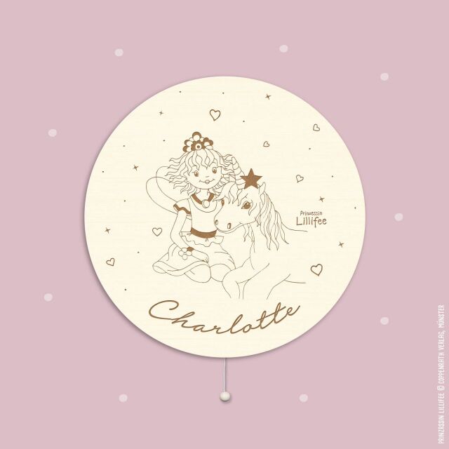 Night light &quot;Princess Lillifee - Lillifee and Unicorn - round&quot; personalized for baby and child