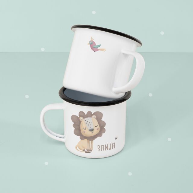 Personalized enamel cup &quot;Lion&quot; for children mug with name