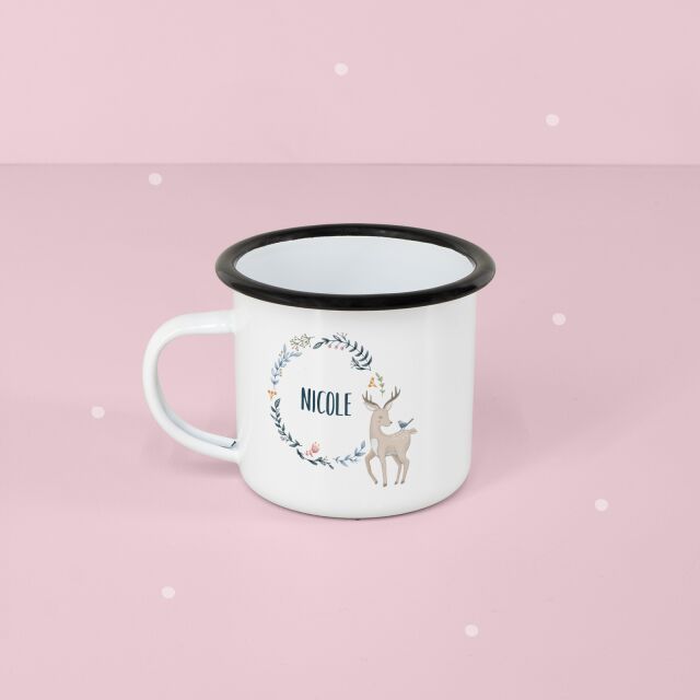 Personalized enamel cup "fawn" for children mug...