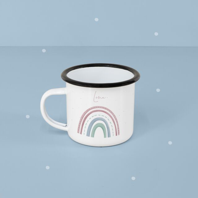 Personalized enamel cup &quot;Rainbow pink&quot; for children mug with name