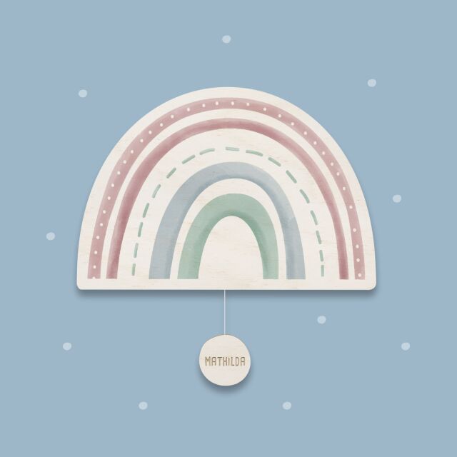 Night light rainbow pink watercolor personalized for baby and child