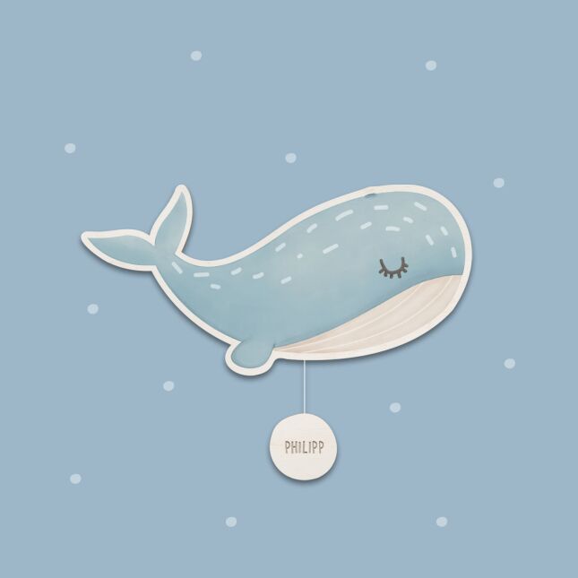 Night light whale watercolor personalized for baby and child