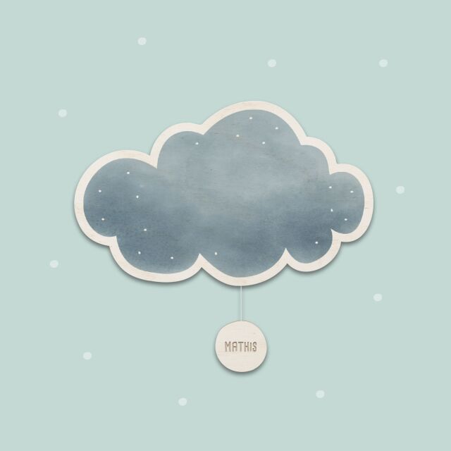 Night light cloud blue watercolor personalized for baby and child
