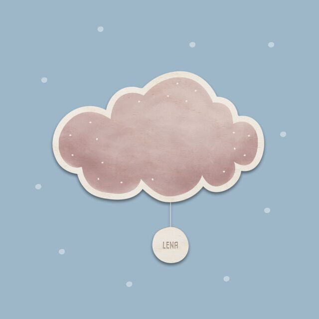Night light cloud pink watercolor personalized for baby...
