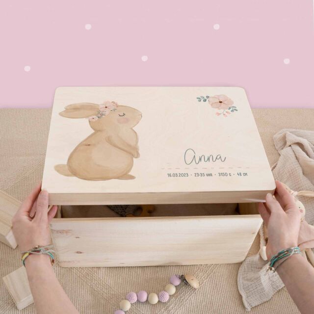 Memory box "Bunny" watercolor