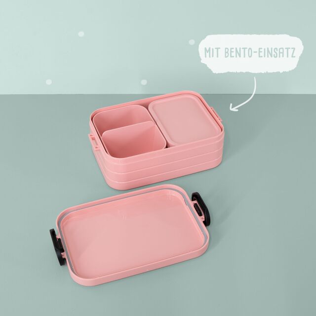 Mepal Lunchbox "Regenbogen rosa" Nordic pink Bento Einsatz + Gabel