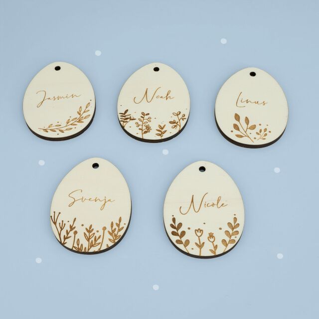 Pendant &quot;Easter egg with flowers&quot; set of 5