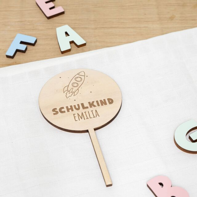 Cake topper engraved for first day of school