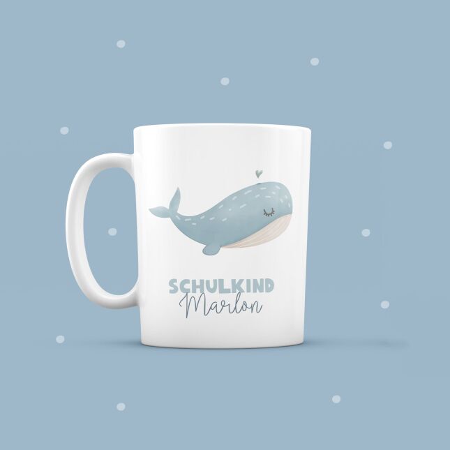 Ceramic mug "School child" whale