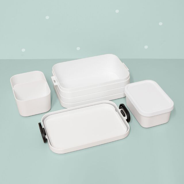 Mepal Lunchbox "Wal" Weiß Bento Einsatz + Gabel
