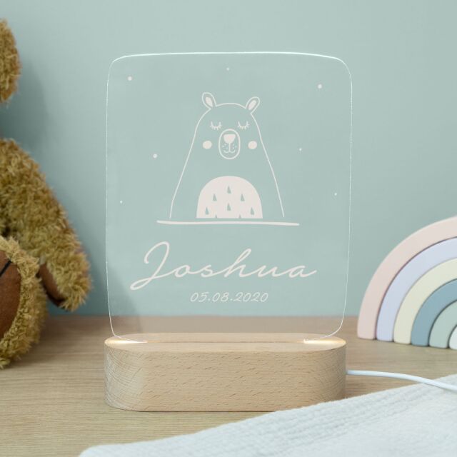 Night light "Colourful Rainbow" personalised for baby and child with adapter