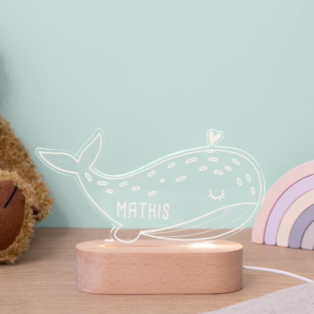 Night light "Colourful Rainbow" personalised for baby and child with USB-adapter