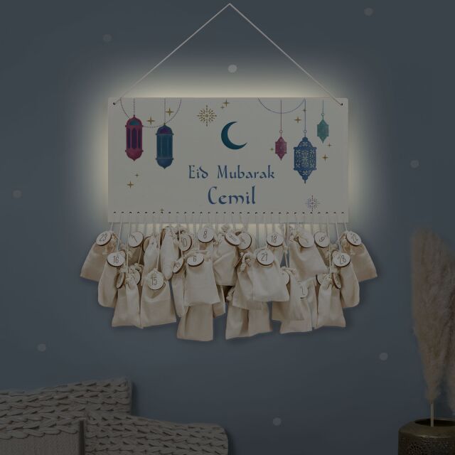 Beleuchteter Ramadan Kalender "Laternen" bunt bedruckt