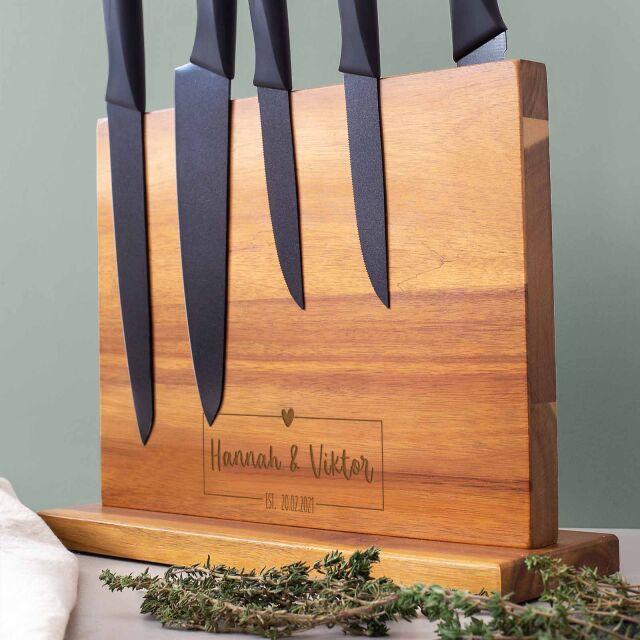 Knife block "Morten - Chef" oak magnetic for up to 7 knives