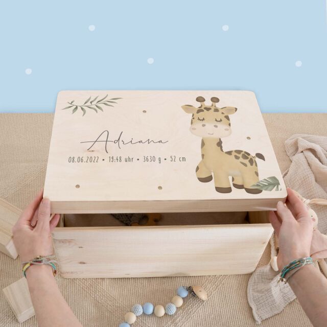 Memory box "Fox" watercolor personalized for child & baby
