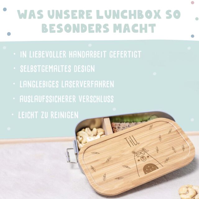 Personalisierte Lunchbox "Bär" 750 ml ohne Trennwand ohne Trinkflasche