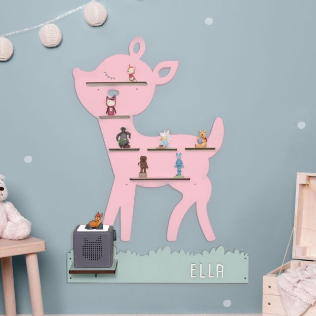 Personalized shelf "Rehkiz" suitable for the Toniebox and Tonie figurines wall shelf for childrens music box old pink white