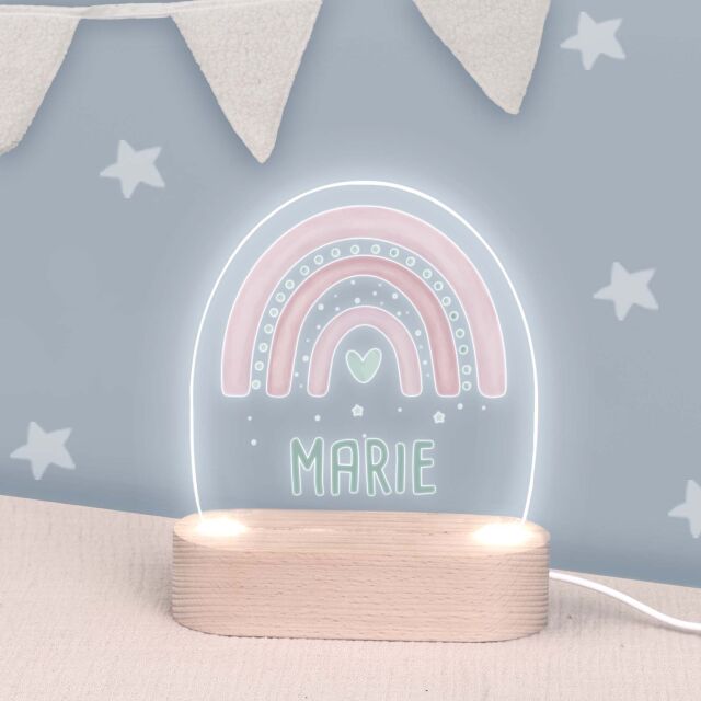 Night light "Colourful Rainbow" personalised for baby and child without USB-adapter