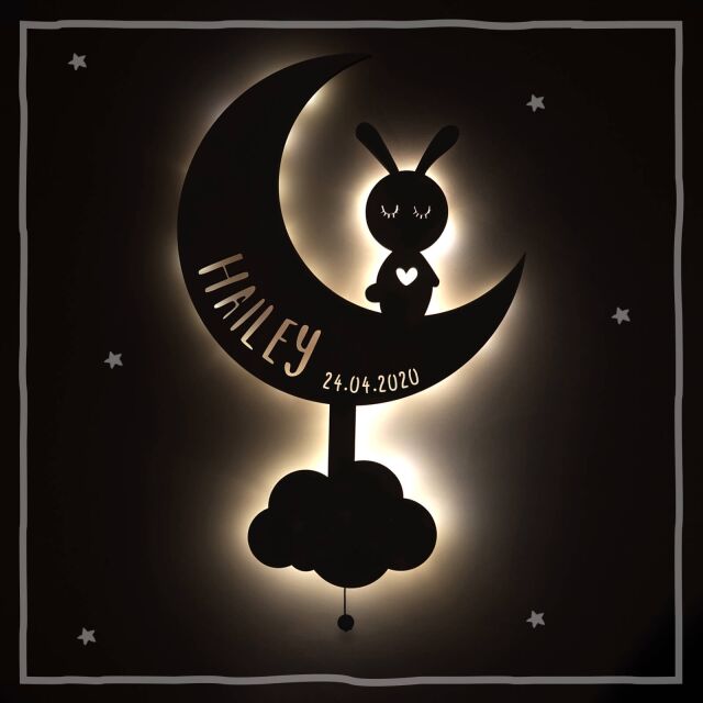 Night Light &quot;Mona the Moon&quot; personalized for Babys and Kids