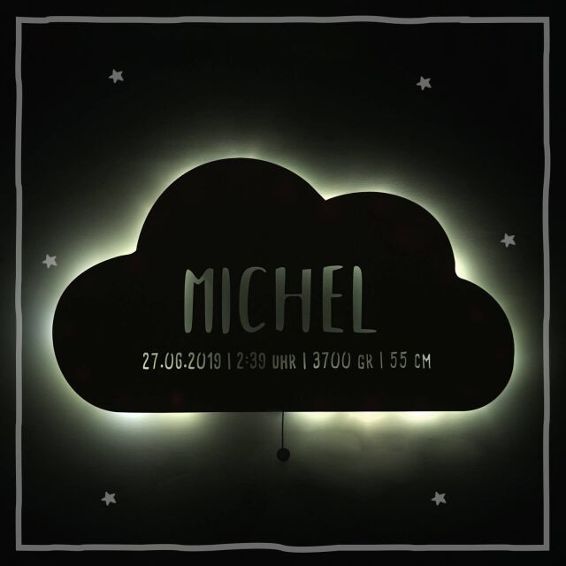 Night Light &quot;Willi the Cloud&quot; personalized for...