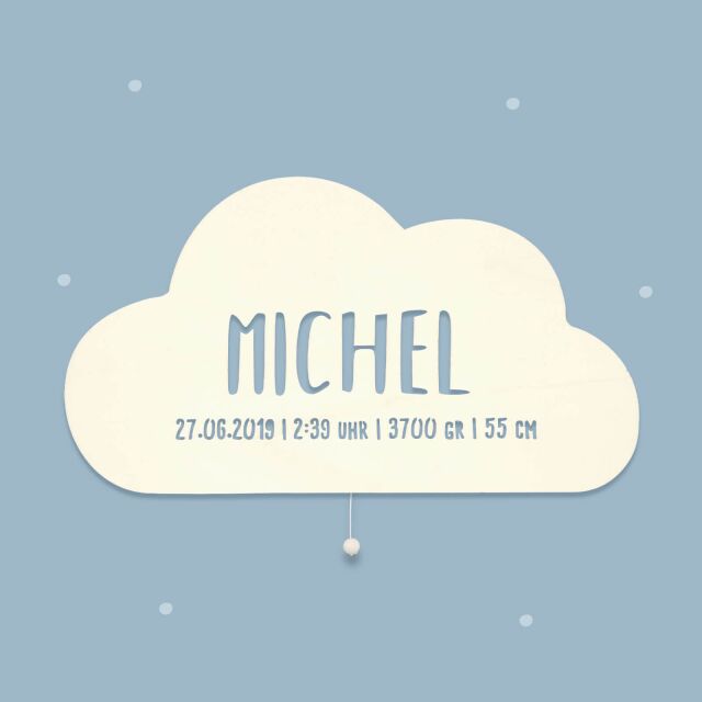 Night Light "Willi the Cloud" personalized for Babys and Kids white yes