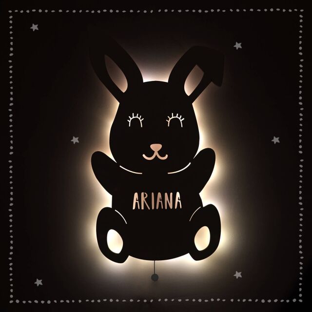 Night Light &quot;Hannes the Rabbit&quot; personalized for Babys and Kids