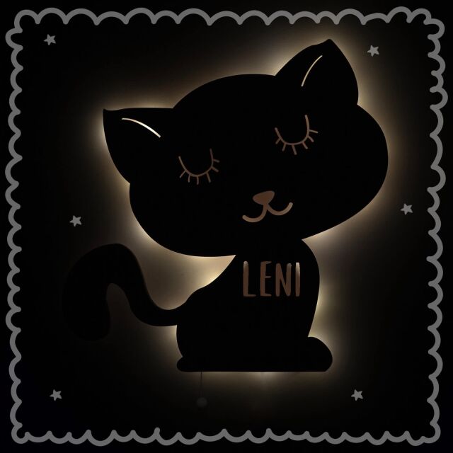 Night Light "Kimi the Cat" personalized for Babys and Kids old rose yes